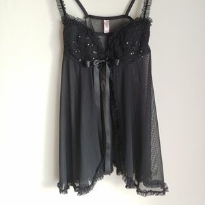SET! Black babydoll and thong lingerie